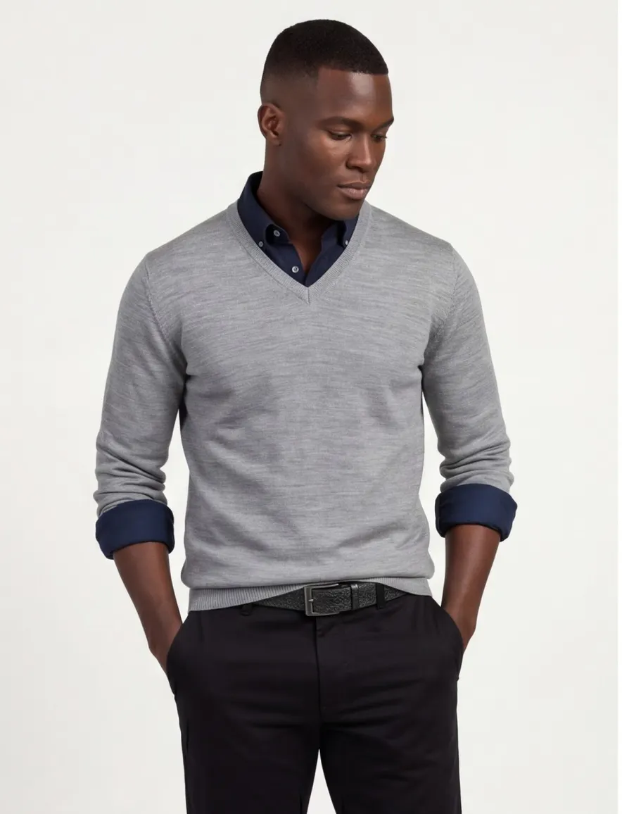 Maerz pullover mercury grey merinowol classic fit