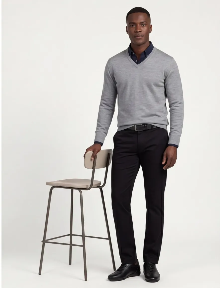 Maerz pullover mercury grey merinowol classic fit