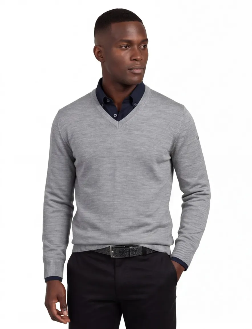 Maerz pullover mercury grey merinowol classic fit