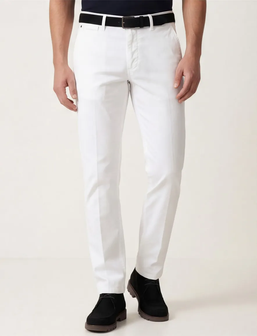 Pantalon stretch M.E.N.S. wit katoen
