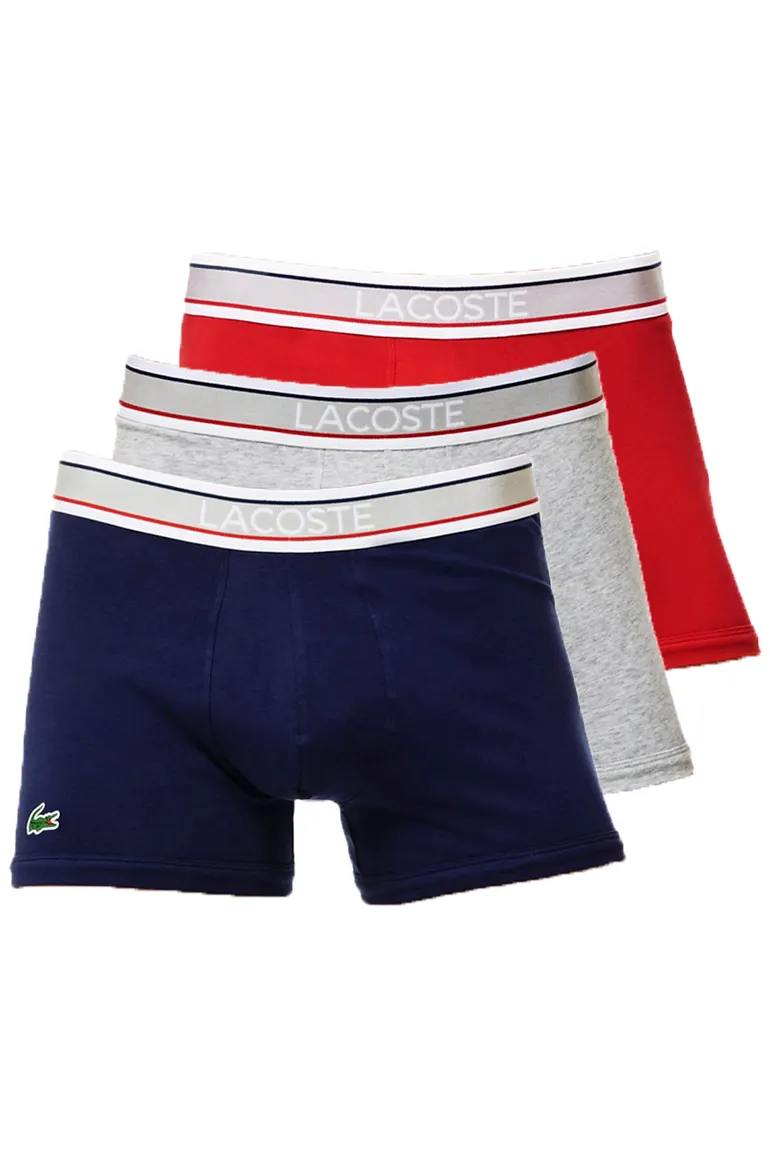 Lacoste boxershorts grijs/rood/nayv 3-pack