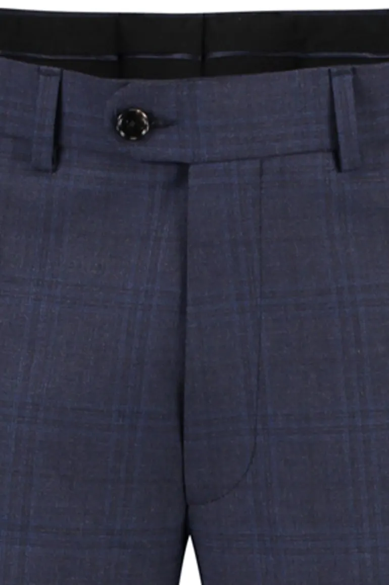 Dressler pantalon Mix & Match donkerblauw ruit wol