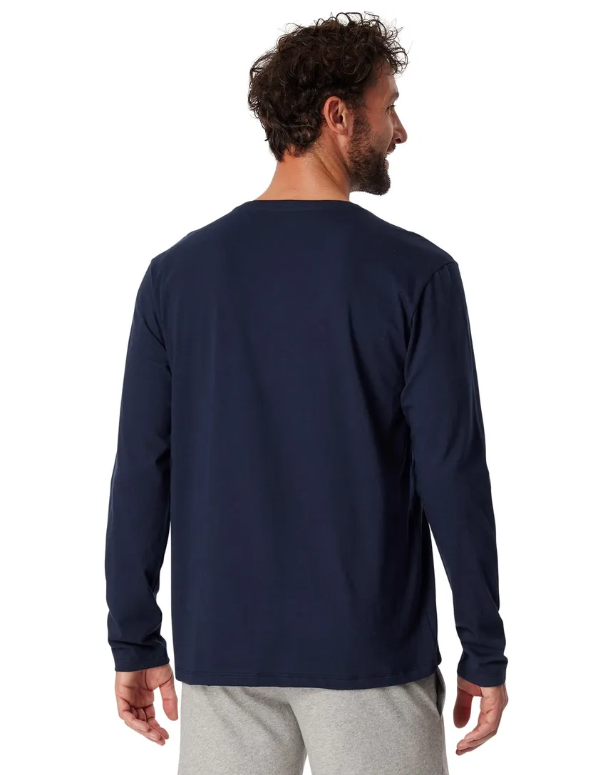 Lange mouwen Schiesser pyjamashirt donkerblauw
