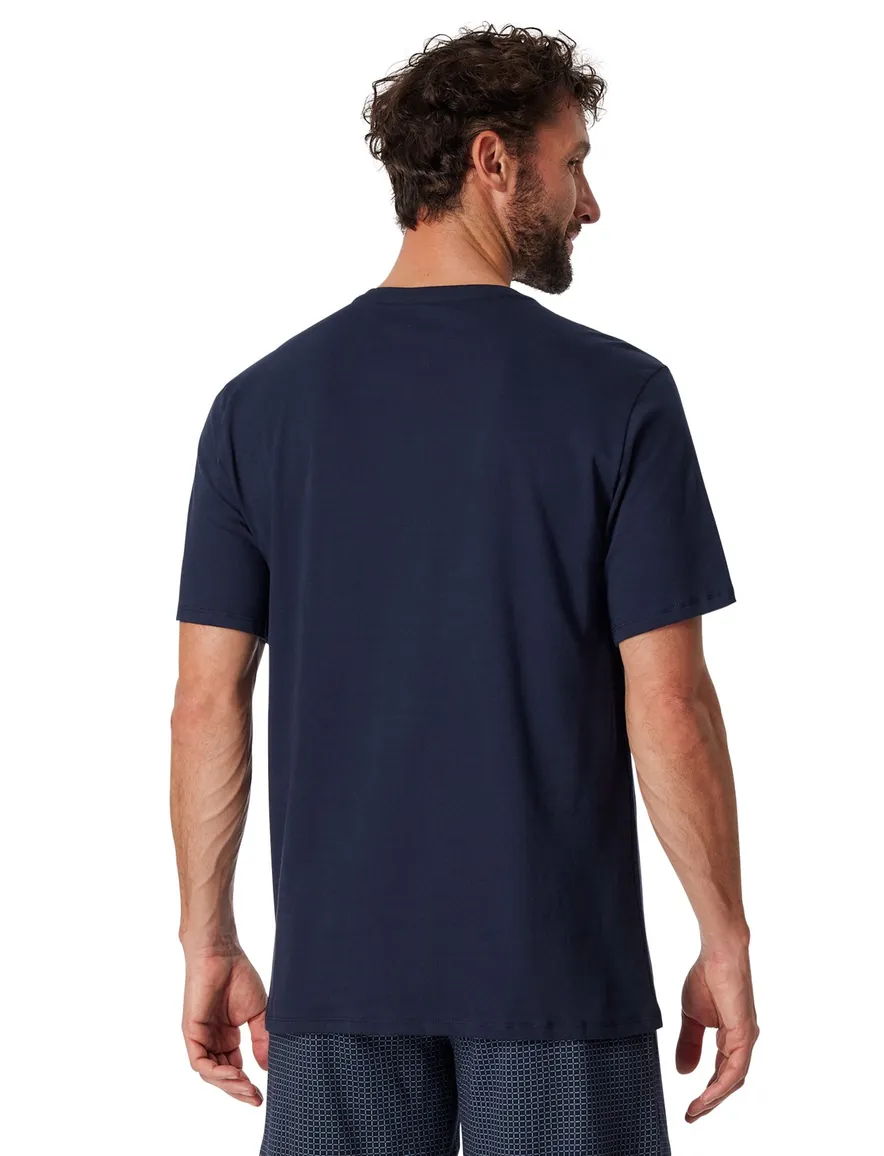 Navy pyjamashirt Schiesser korte mouw Mix & Relax