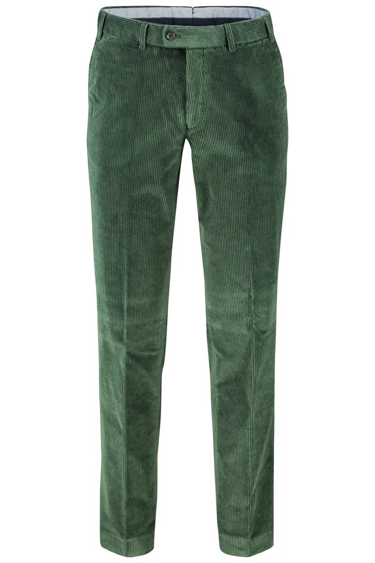 Hiltl ribbroek modern fit Parma groen flatfront
