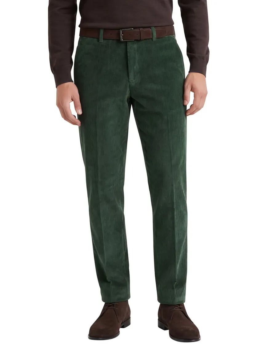 Hiltl ribbroek modern fit Parma groen flatfront