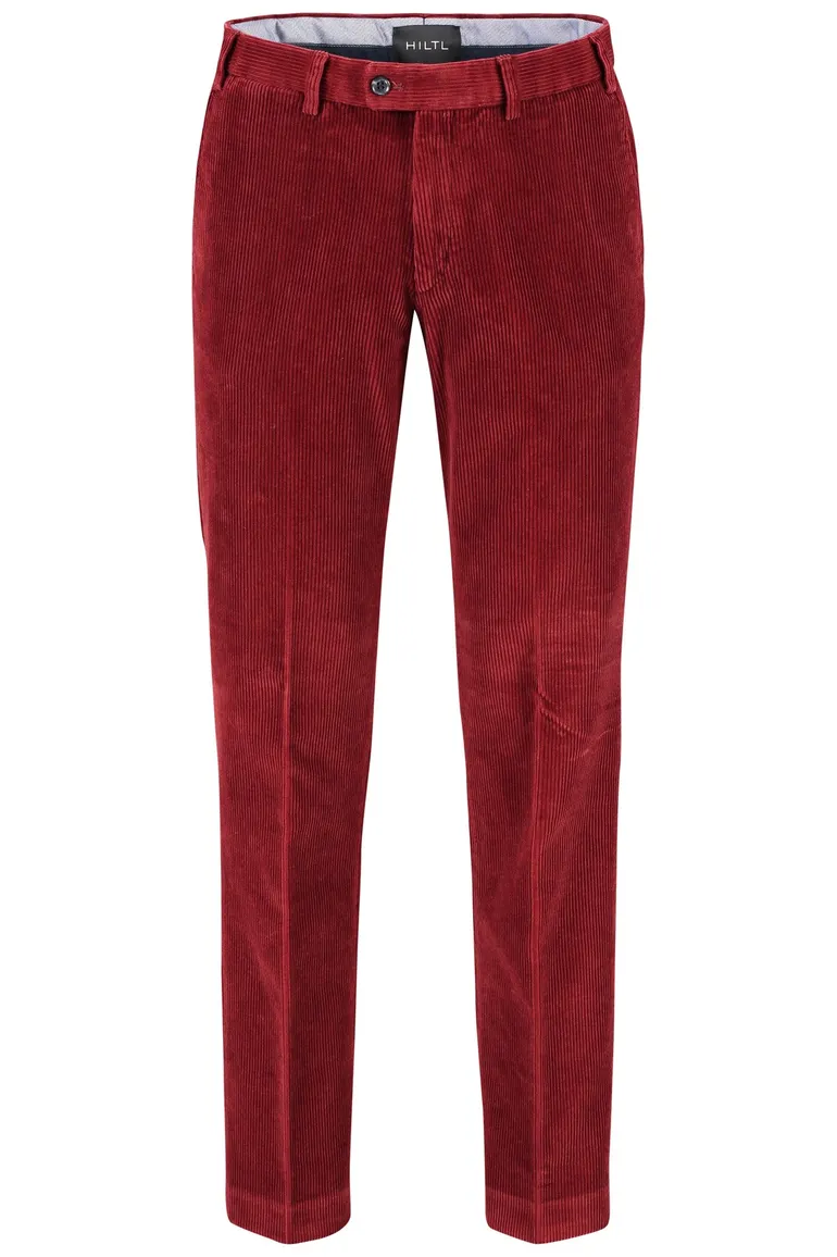 Hiltl corduroy broek rood effen corduroy, katoen modern fit
