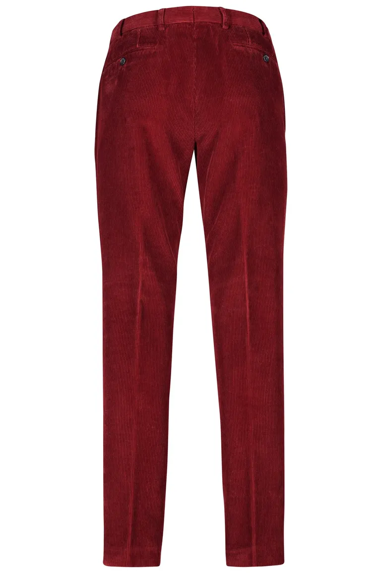 Hiltl corduroy broek rood effen corduroy, katoen modern fit