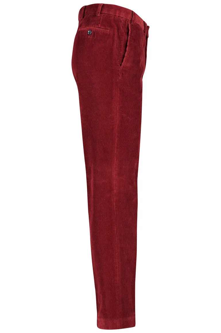 Hiltl corduroy broek rood effen corduroy, katoen modern fit