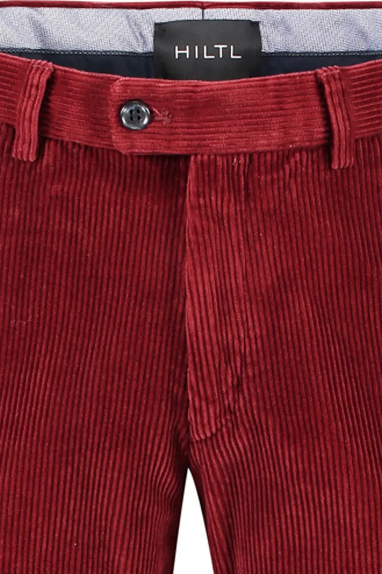 Hiltl corduroy broek rood effen corduroy, katoen modern fit