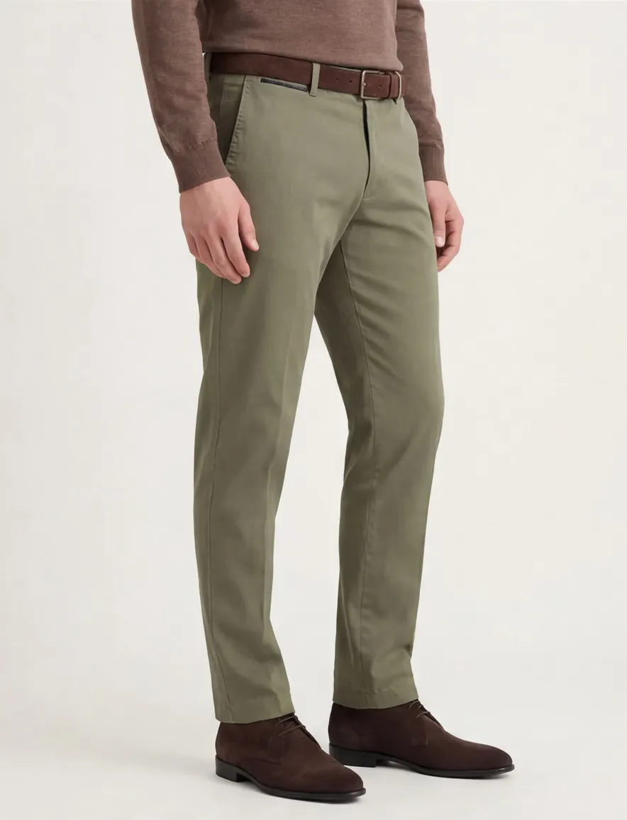 Hiltl katoenen pantalon Peaker-s groen flatfront