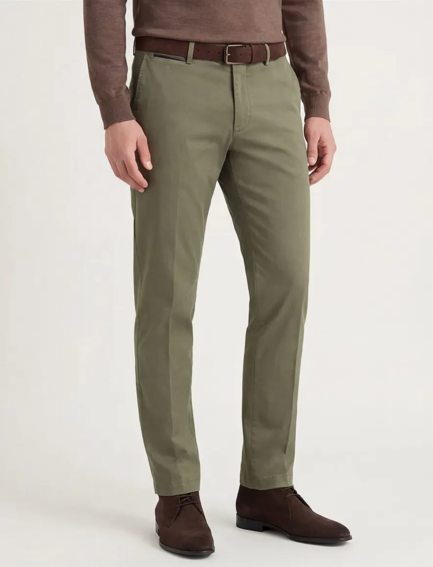 Hiltl katoenen pantalon Peaker-s groen flatfront