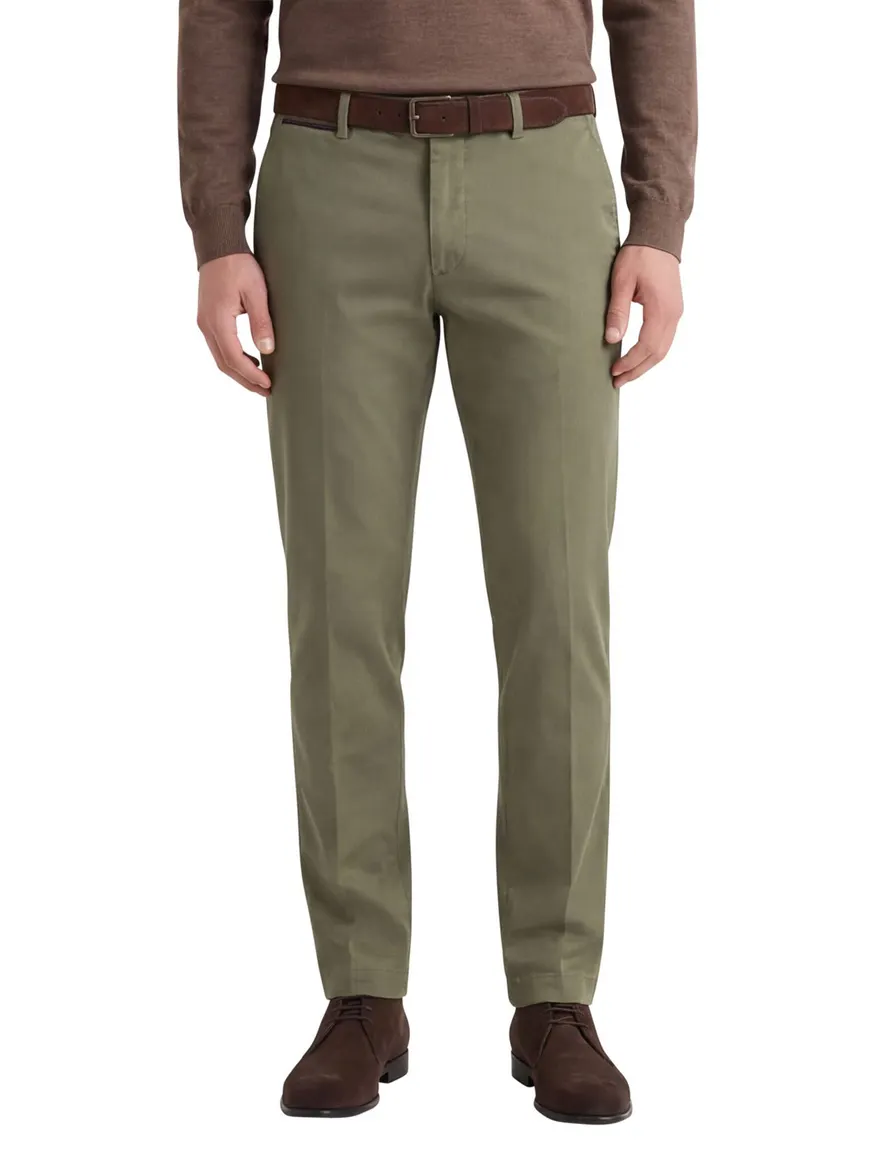 Hiltl katoenen pantalon Peaker-s groen flatfront