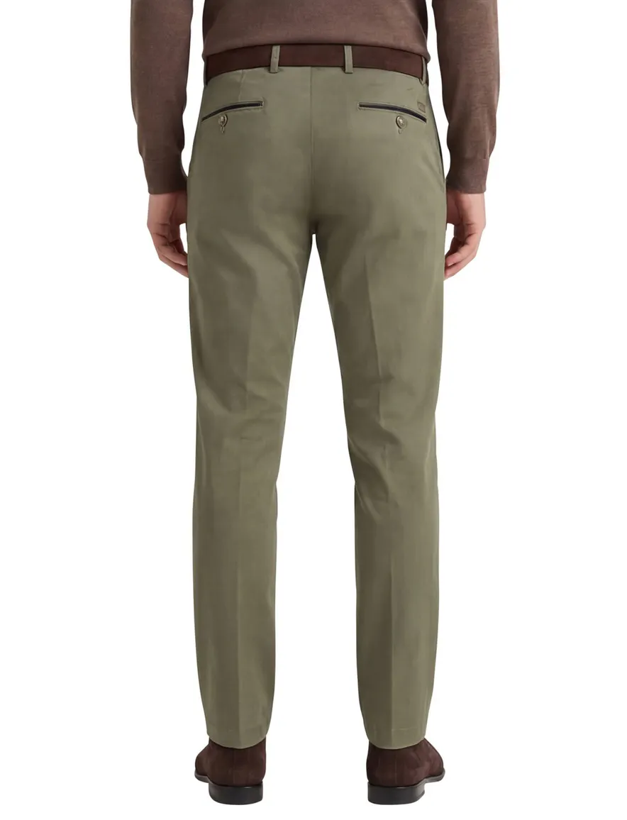 Hiltl katoenen pantalon Peaker-s groen flatfront