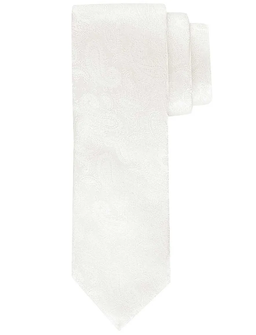 Profuomo stropdas zijde wit paisley