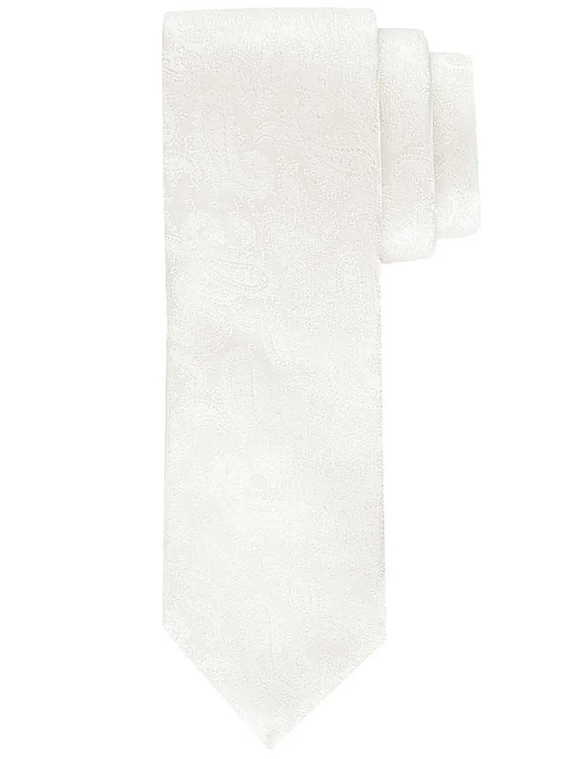 Stropdas Profuomo wit zijde paisley