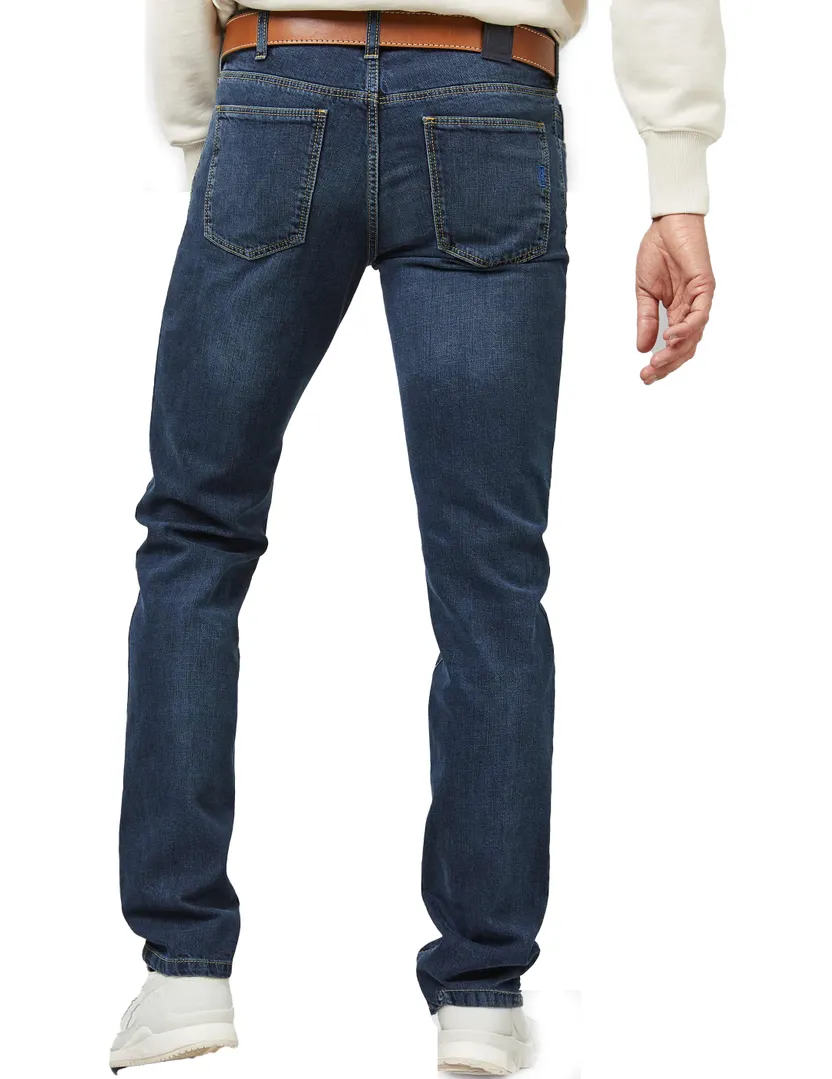 Meyer 5-pocket denim jeans blauw effen