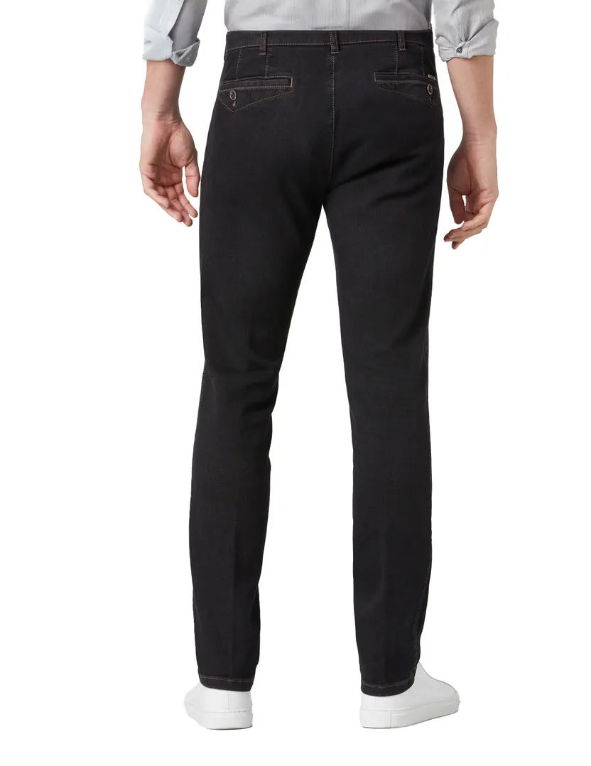 Meyer nette jeans Dublin zwart effen denim slim fit zonder omslag