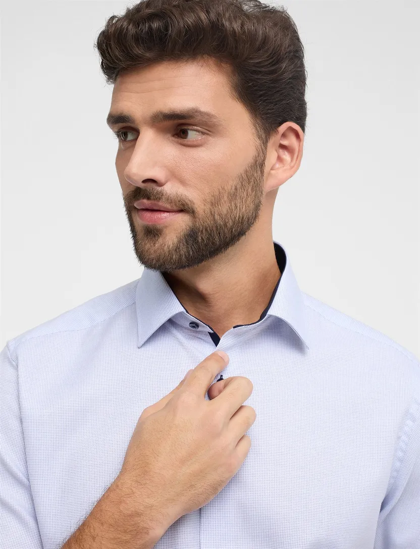 Eterna overhemd korte mouw Modern Fit wit ruitje
