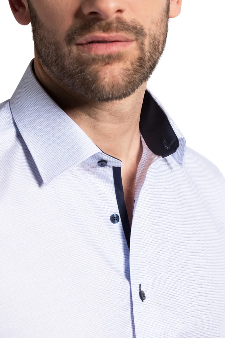 Eterna overhemd Modern Fit korte mouw ruitje wit