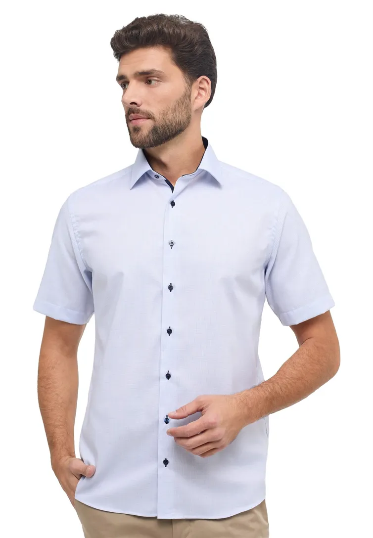 Eterna overhemd korte mouw Modern Fit wit ruitje