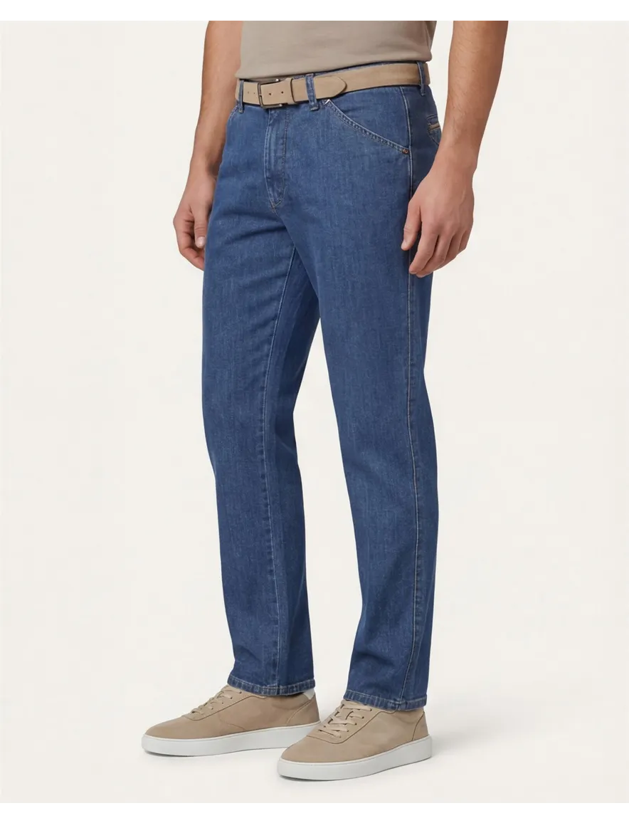 Meyer jeans Chicago blauw effen denim
