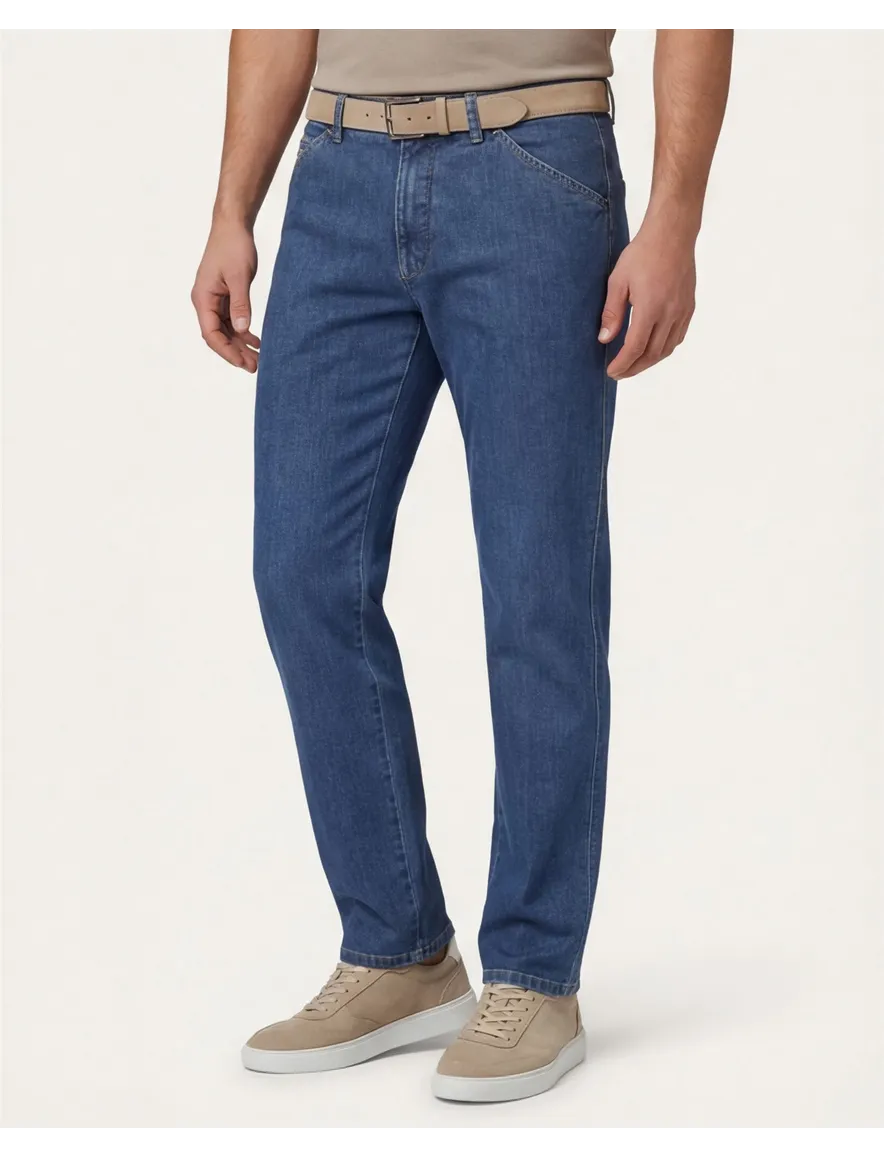 Meyer jeans Chicago blauw effen denim