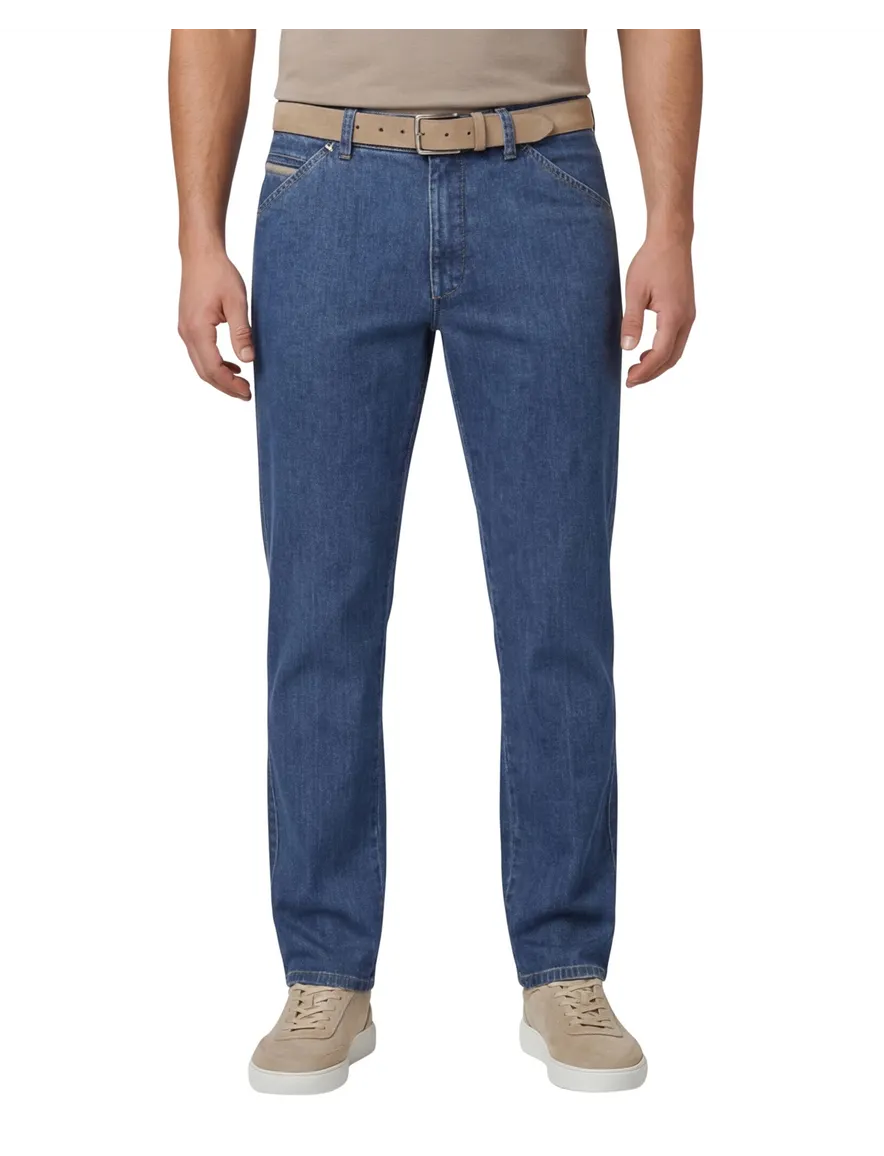 Meyer jeans Chicago blauw effen denim