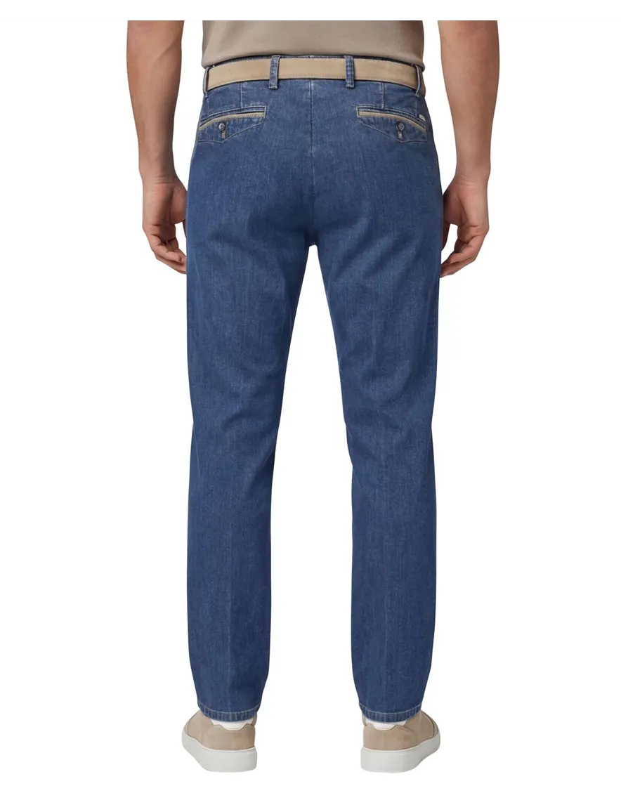 Meyer jeans Chicago blauw effen denim