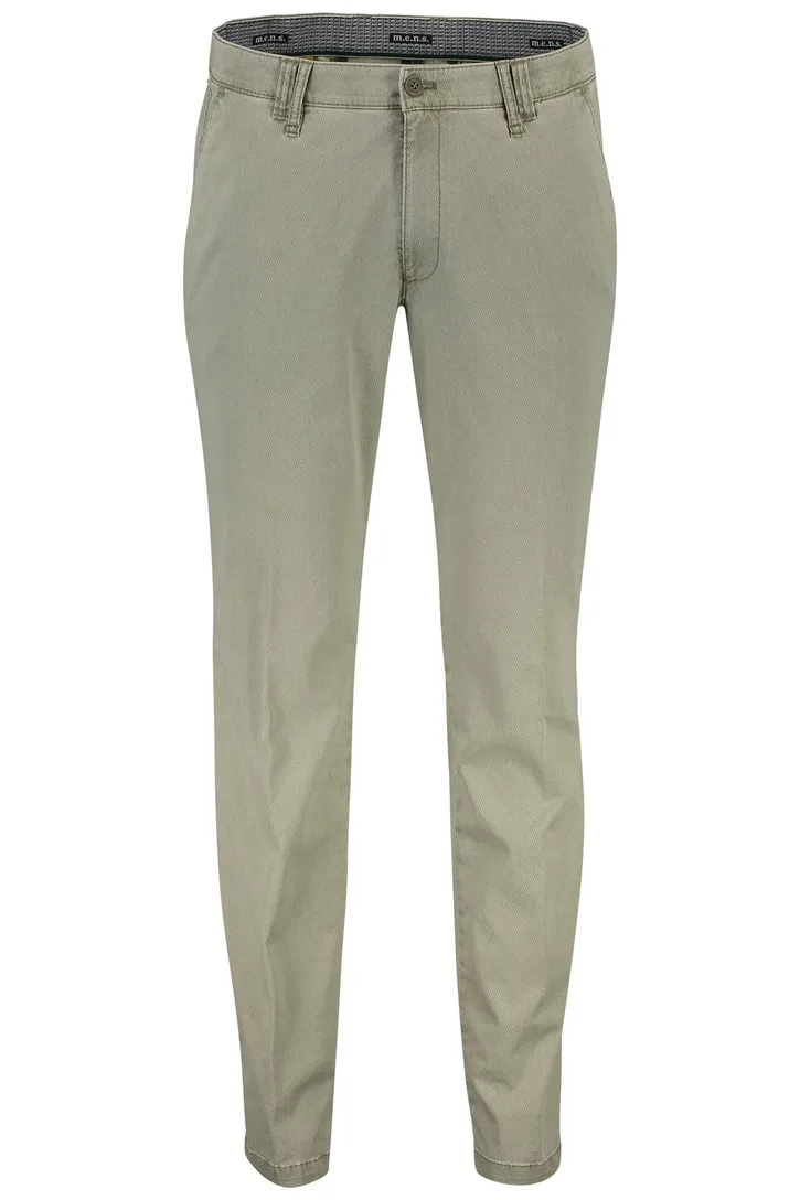 M.E.N.S. pantalon Xtend flatfront modern fit olijfgroen