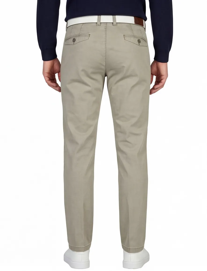 M.E.N.S. pantalon Xtend flatfront modern fit olijfgroen