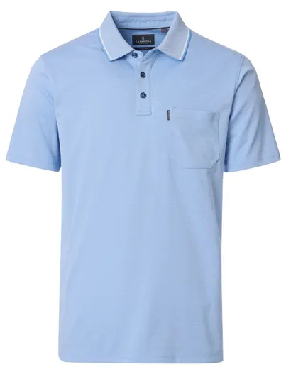 Casa Moda Casa Moda poloshirt korte mouw lichtblauw borstzak