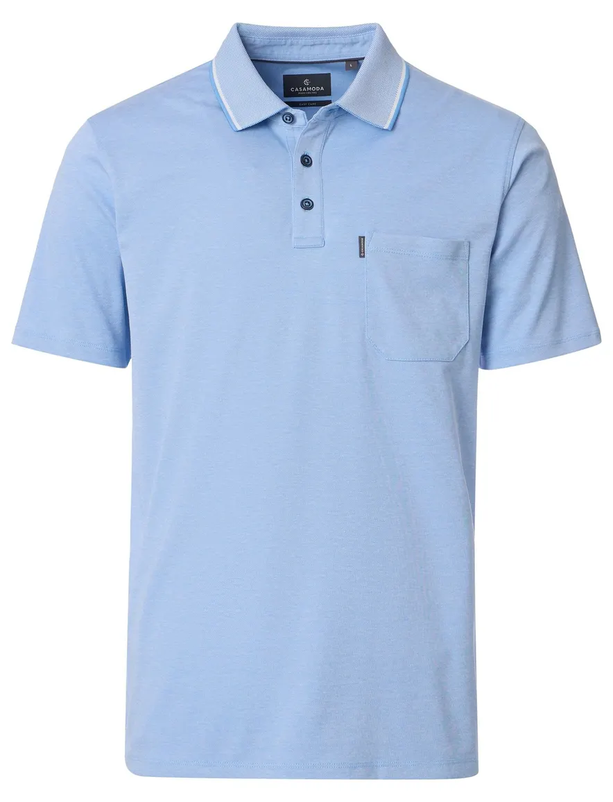Casa Moda poloshirt korte mouw lichtblauw borstzak