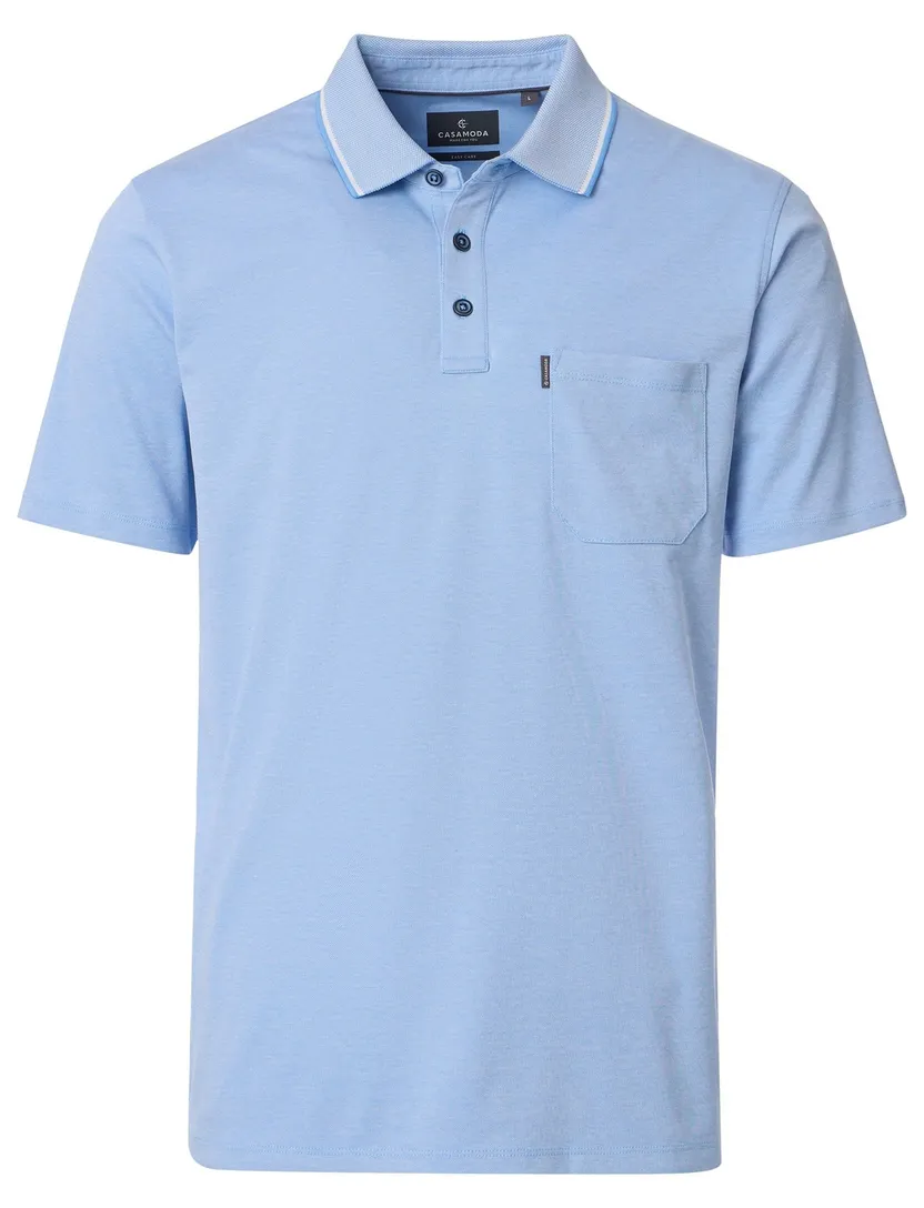 poloshirt korte mouw Casa Moda lichtblauw wijde fit