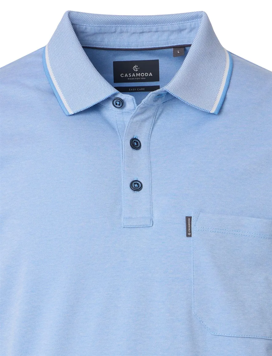 Casa Moda poloshirt korte mouw lichtblauw borstzak