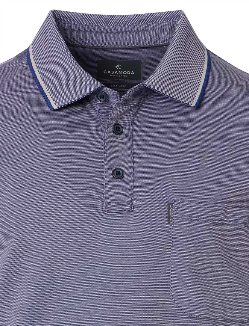 poloshirt korte mouw Casa Moda blauw borstzak