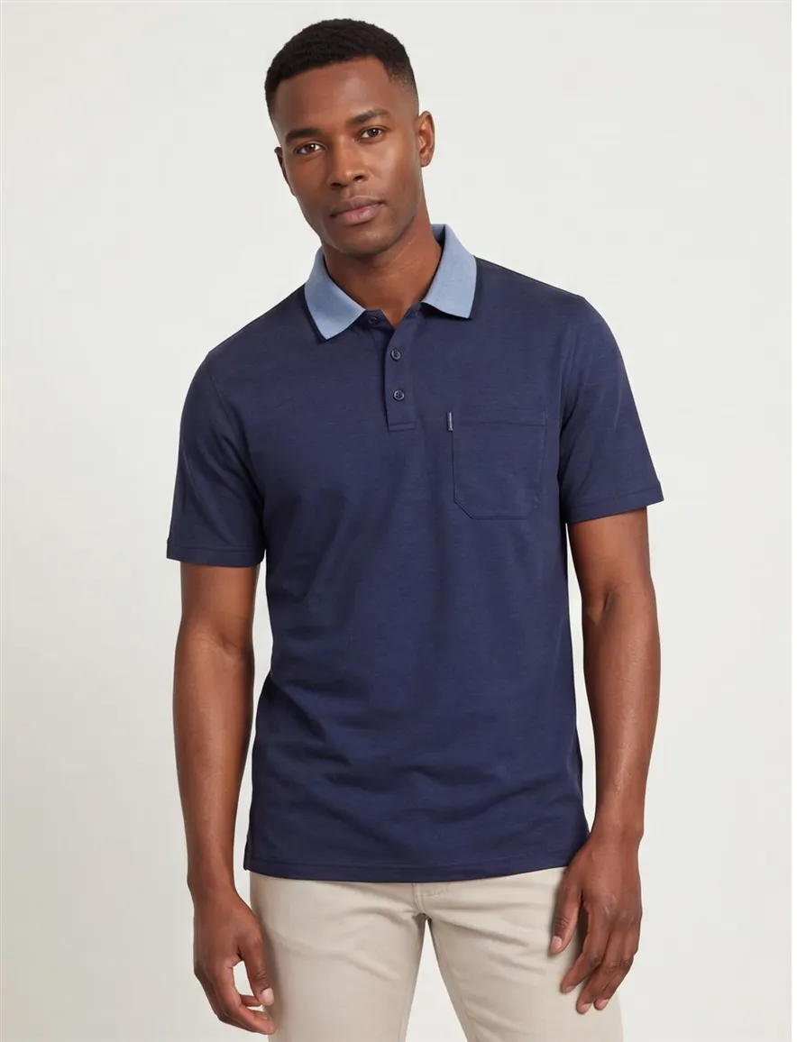 Casa Moda poloshirt borstzak navy