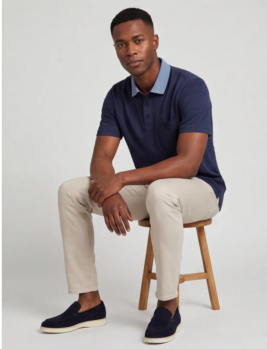 Casa Moda poloshirt borstzak navy
