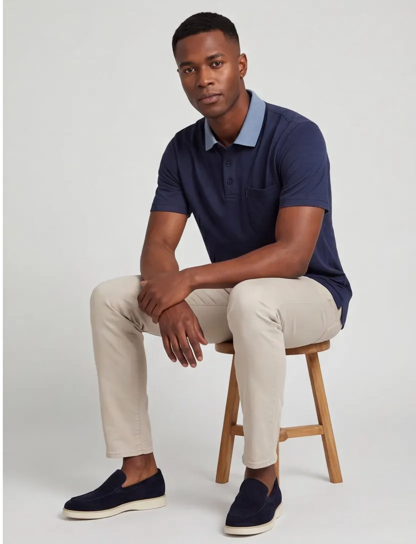 Casa Moda poloshirt navy borstzak