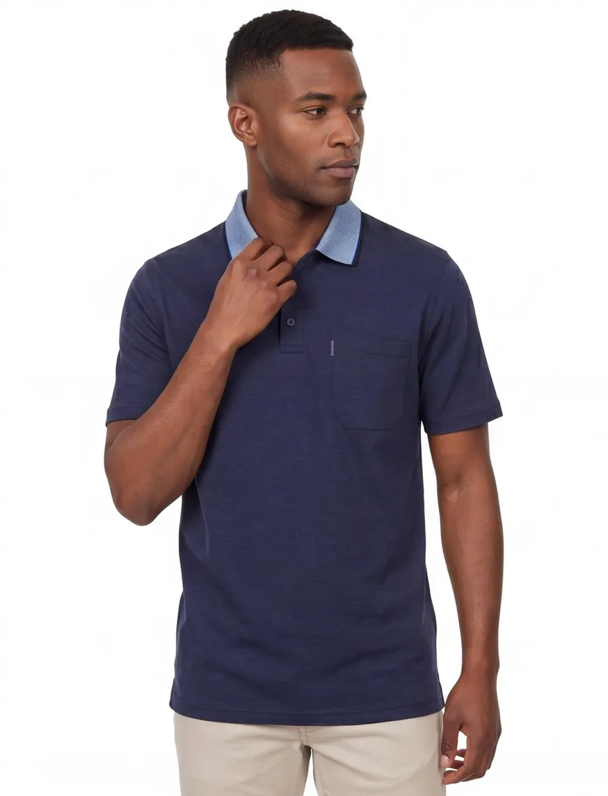 Casa Moda poloshirt borstzak navy