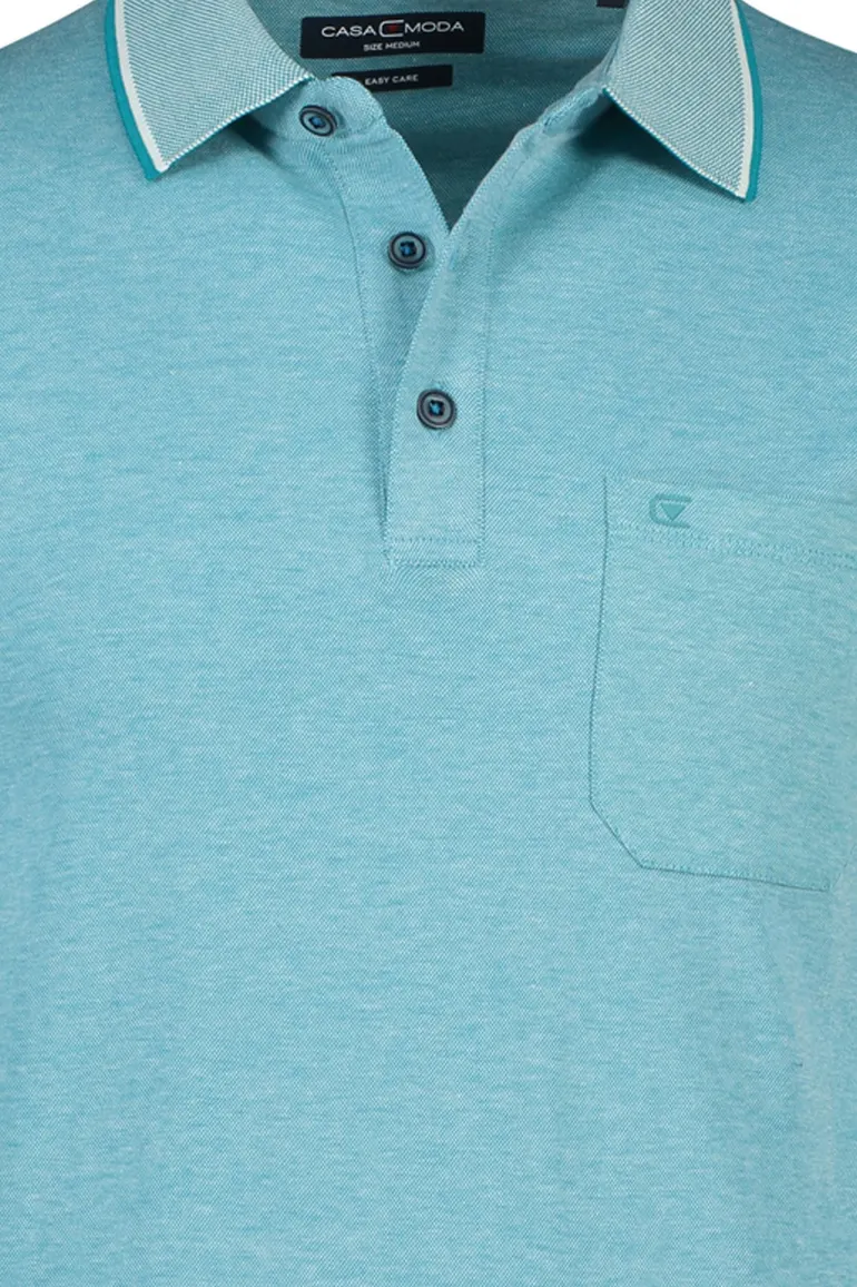 Casa Moda poloshirt borstzak korte mouw turquoise