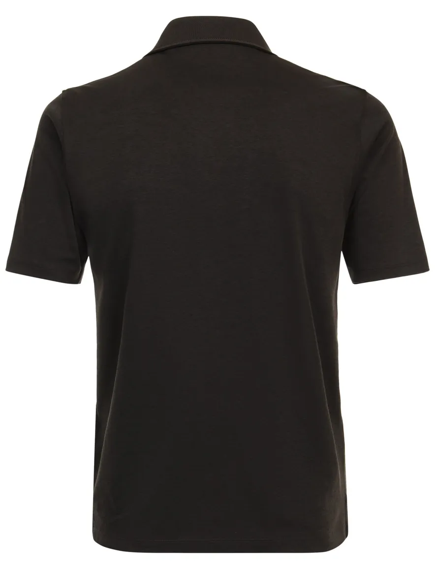 Casa Moda poloshirt korte mouw effen bruin wijde fit