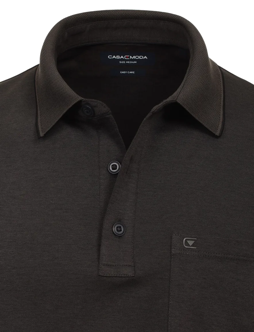 Casa Moda poloshirt korte mouw effen bruin wijde fit