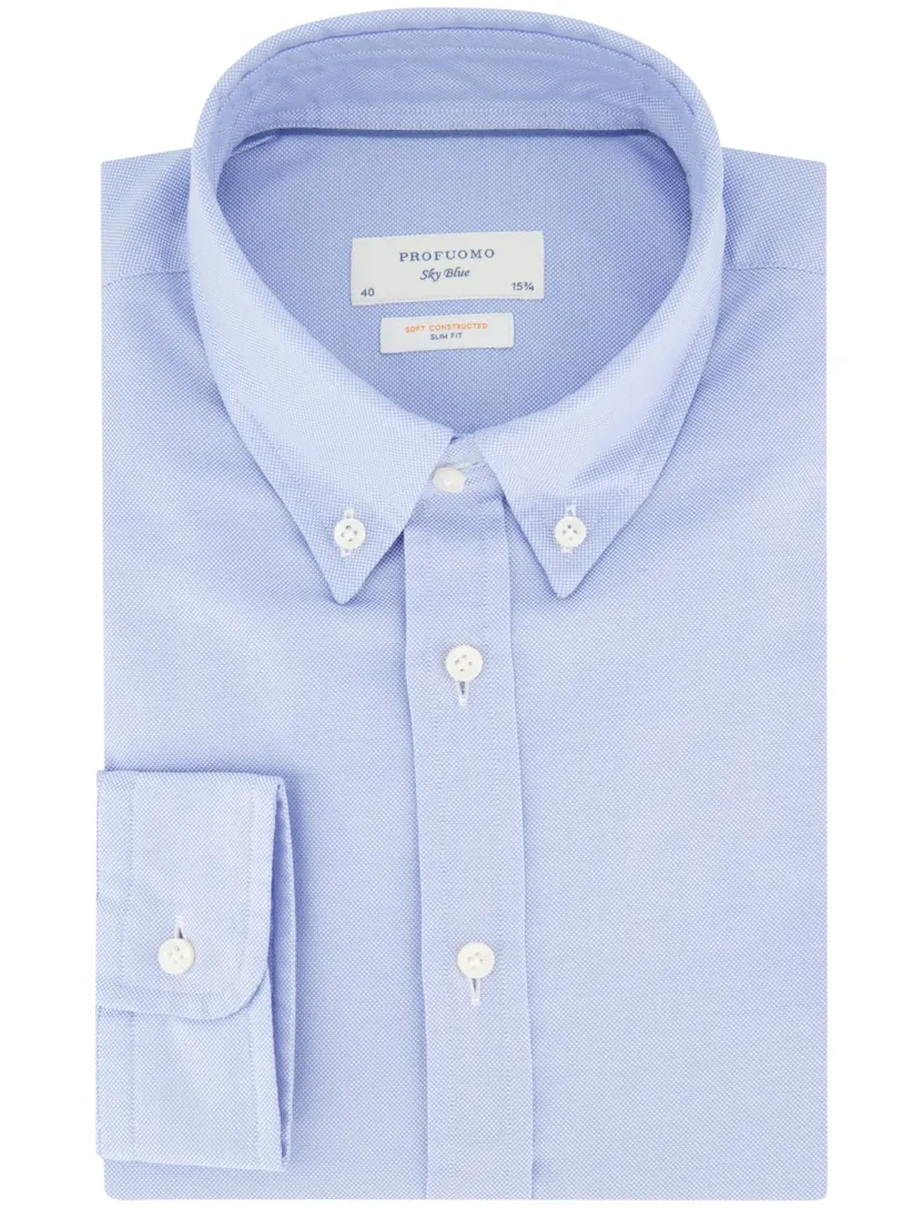 Profuomo Slim Fit overhemd lichtblauw soft constructed