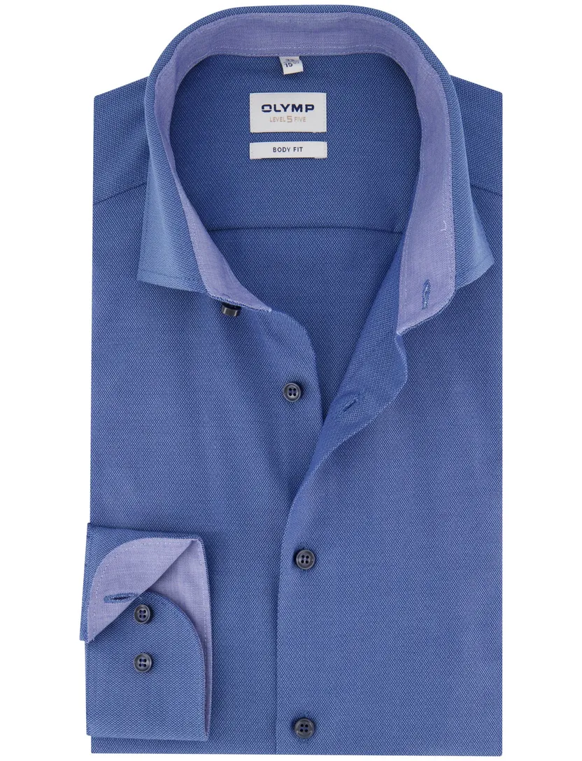 katoenen overhemd Olymp slim fit effen blauw