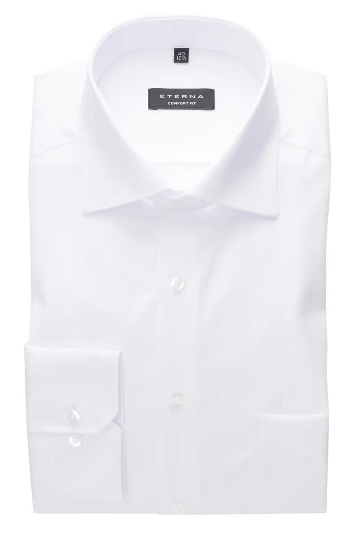 Eterna overhemd effen wit Comfort Fit