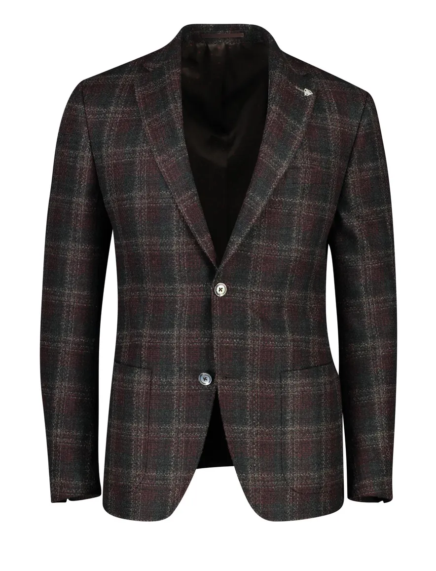 Geruit colbert Roy Robson bordeaux donkergroen
