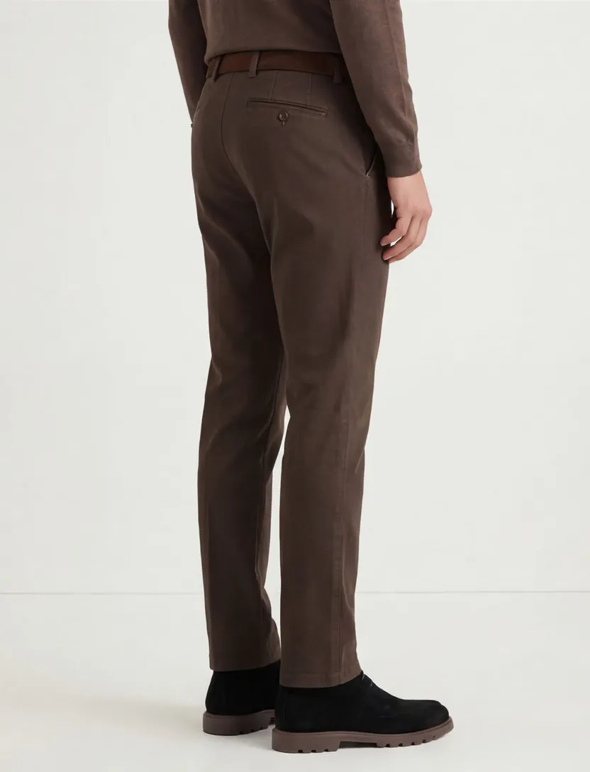 Portofino katoenen broek bruin effen katoen