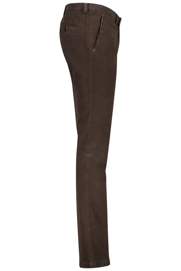 Portofino katoenen broek bruin effen katoen