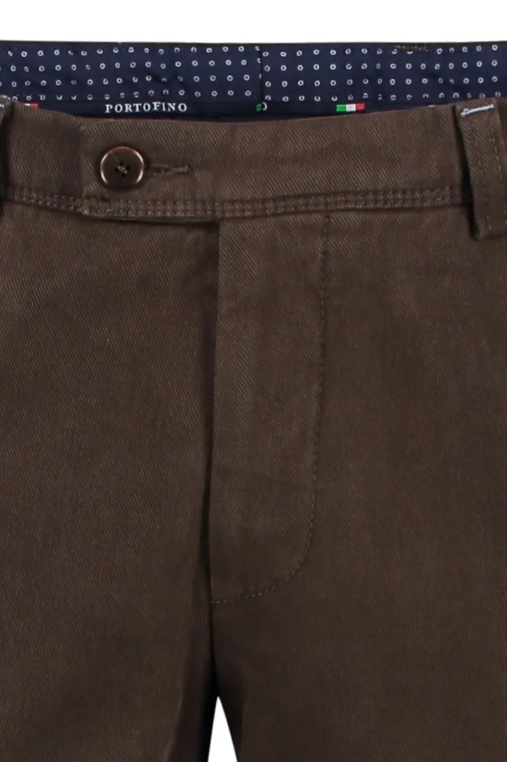 Portofino katoenen broek bruin effen katoen